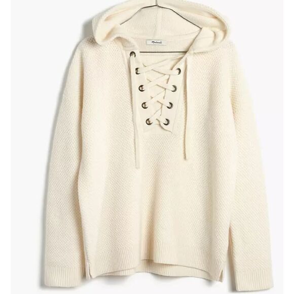 Madewell Lace‎ Up Hoodie Merino Wool Sweater XXS - Picture 1 of 9